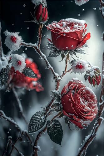 Klassische Puzzles, Puzzle für Erwachsene 2000 Teile, Snow Red Roses Farbenfrohes Puzzle für Erwachsene und Kinder 100 x 70 cm Puzzlespiele Geschenke für Frauen, Geschenke für Männer von QiHon