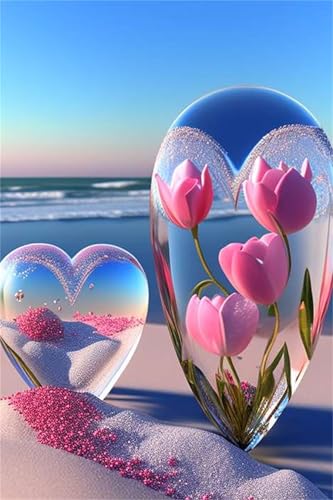 Klassische Puzzles, Puzzle für Erwachsene 300 Teile, Beach Pink Tulips Farbenfrohes Puzzle für Erwachsene und Kinder 38 x 26 cm Puzzlespiele Geschenke für Frauen, Geschenke für Männer von QiHon