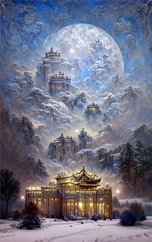 Klassische Puzzles, Puzzle für Erwachsene 300 Teile, Blue Castle Fantasy Farbenfrohes Puzzle für Erwachsene und Kinder 40 x 28 cm Puzzlespiele Geschenke für Frauen, Geschenke für Männer von QiHon