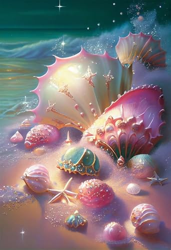 Klassische Puzzles, Puzzle für Erwachsene 300 Teile, Dreamy Pink Beach Shells Farbenfrohes Puzzle für Erwachsene und Kinder 38 x 26 cm Puzzlespiele Geschenke für Frauen, Geschenke für Männer von QiHon