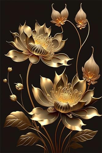 Klassische Puzzles, Puzzle für Erwachsene 300 Teile, Golden Lotus Flower Farbenfrohes Puzzle für Erwachsene und Kinder 38 x 26 cm Puzzlespiele Geschenke für Frauen, Geschenke für Männer von QiHon