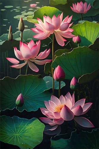 Klassische Puzzles, Puzzle für Erwachsene 300 Teile, Pink Lotus Farbenfrohes Puzzle für Erwachsene und Kinder 40 x 28 cm Puzzlespiele Geschenke für Frauen, Geschenke für Männer von QiHon