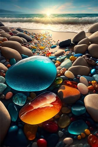 Klassische Puzzles, Puzzle für Erwachsene 300 Teile, Sonnenstrand Kieselsteine Farbenfrohes Puzzle für Erwachsene und Kinder 38 x 26 cm Puzzlespiele Geschenke für Frauen, Geschenke für Männer von QiHon