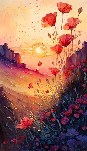 Klassische Puzzles, Puzzle für Erwachsene 300 Teile, Sunset Red Flowers Farbenfrohes Puzzle für Erwachsene und Kinder 38 x 26 cm Puzzlespiele Geschenke für Frauen, Geschenke für Männer von QiHon