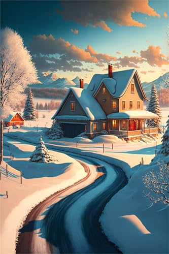 Klassische Puzzles, Puzzle für Erwachsene 300 Teile, Winterschnee Szene Farbenfrohes Puzzle für Erwachsene und Kinder 38 x 26 cm Puzzlespiele Geschenke für Frauen, Geschenke für Männer von QiHon