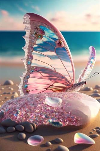 Klassische Puzzles, Puzzle für Erwachsene 500 Teile, Beach Butterfly Pink Farbenfrohes Puzzle für Erwachsene und Kinder 52 x 38 cm Puzzlespiele Geschenke für Frauen, Geschenke für Männer von QiHon