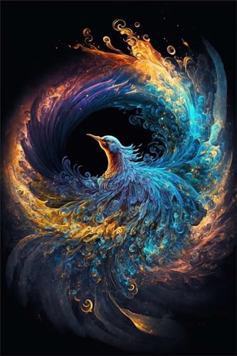 Klassische Puzzles, Puzzle für Erwachsene 500 Teile, Blaues Phönix Tier Farbenfrohes Puzzle für Erwachsene und Kinder 52 x 38 cm Puzzlespiele Geschenke für Frauen, Geschenke für Männer von QiHon