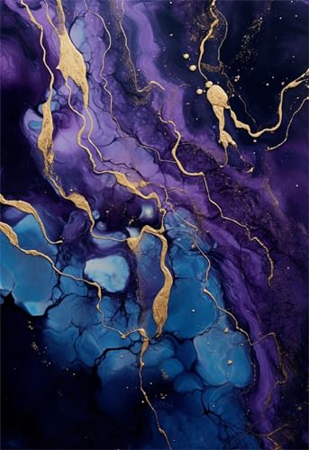 Klassische Puzzles, Puzzle für Erwachsene 500 Teile, Blue Purple Fluid Liquid Farbenfrohes Puzzle für Erwachsene und Kinder 52 x 38 cm Puzzlespiele Geschenke für Frauen, Geschenke für Männer von QiHon