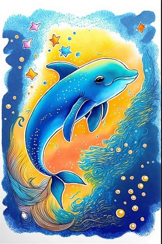 Klassische Puzzles, Puzzle für Erwachsene 500 Teile, Cute Dolphin Blue Farbenfrohes Puzzle für Erwachsene und Kinder 52 x 38 cm Puzzlespiele Geschenke für Frauen, Geschenke für Männer von QiHon