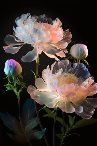Klassische Puzzles, Puzzle für Erwachsene 500 Teile, Light Pink Peonies Farbenfrohes Puzzle für Erwachsene und Kinder 52 x 38 cm Puzzlespiele Geschenke für Frauen, Geschenke für Männer von QiHon