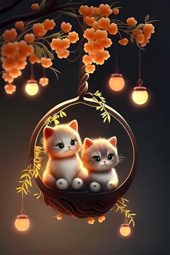 Klassische Puzzles, Puzzle für Erwachsene 500 Teile, Orange Flower Kitten Farbenfrohes Puzzle für Erwachsene und Kinder 52 x 38 cm Puzzlespiele Geschenke für Frauen, Geschenke für Männer von QiHon