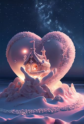 Klassische Puzzles, Puzzle für Erwachsene 500 Teile, Pink Beach Castle Farbenfrohes Puzzle für Erwachsene und Kinder 52 x 38 cm Puzzlespiele Geschenke für Frauen, Geschenke für Männer von QiHon