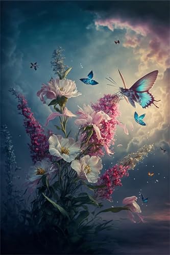 Klassische Puzzles, Puzzle für Erwachsene 500 Teile, Pink Flower Butterfly Farbenfrohes Puzzle für Erwachsene und Kinder 52 x 38 cm Puzzlespiele Geschenke für Frauen, Geschenke für Männer von QiHon