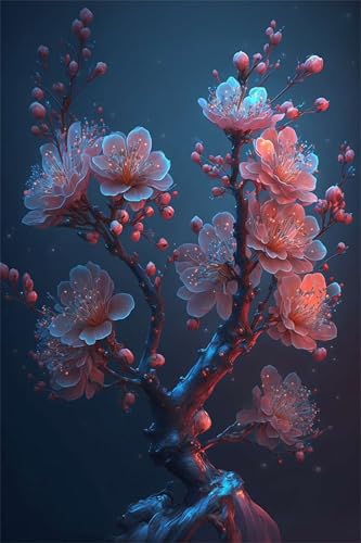 Klassische Puzzles, Puzzle für Erwachsene 500 Teile, Pink Red Plum Blossom Farbenfrohes Puzzle für Erwachsene und Kinder 52 x 38 cm Puzzlespiele Geschenke für Frauen, Geschenke für Männer von QiHon