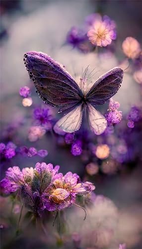Klassische Puzzles, Puzzle für Erwachsene 500 Teile, Purple Butterfly Flower Farbenfrohes Puzzle für Erwachsene und Kinder 52 x 38 cm Puzzlespiele Geschenke für Frauen, Geschenke für Männer von QiHon