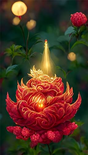 Klassische Puzzles, Puzzle für Erwachsene 500 Teile, Red Peony Flower Farbenfrohes Puzzle für Erwachsene und Kinder 52 x 38 cm Puzzlespiele Geschenke für Frauen, Geschenke für Männer von QiHon