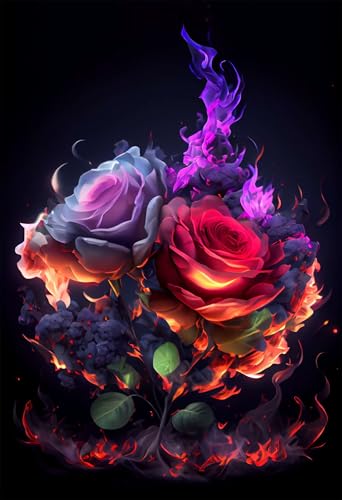 Klassische Puzzles, Puzzle für Erwachsene 500 Teile, Red Purple Roses Farbenfrohes Puzzle für Erwachsene und Kinder 52 x 38 cm Puzzlespiele Geschenke für Frauen, Geschenke für Männer von QiHon