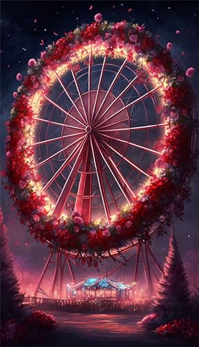 Klassische Puzzles, Puzzle für Erwachsene 500 Teile, Rosen Riesenrad Farbenfrohes Puzzle für Erwachsene und Kinder 52 x 38 cm Puzzlespiele Geschenke für Frauen, Geschenke für Männer von QiHon
