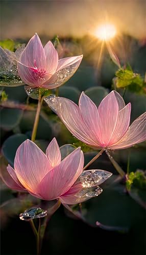 Klassische Puzzles, Puzzle für Erwachsene 500 Teile, Sunshine Pink Lotus Farbenfrohes Puzzle für Erwachsene und Kinder 52 x 38 cm Puzzlespiele Geschenke für Frauen, Geschenke für Männer von QiHon