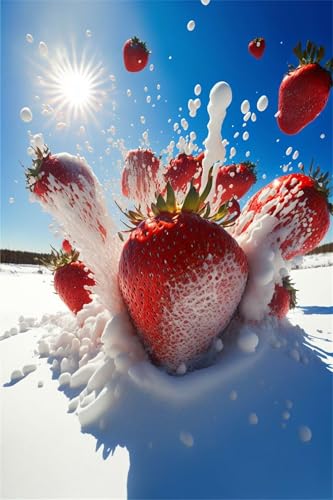Klassische Puzzles, Puzzle für Erwachsene 500 Teile, Sunshine Snow Strawberry Farbenfrohes Puzzle für Erwachsene und Kinder 52 x 38 cm Puzzlespiele Geschenke für Frauen, Geschenke für Männer von QiHon