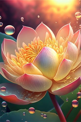 Klassische Puzzles, Puzzle für Erwachsene 700 Teile, Lotus Flower Dew Drops Farbenfrohes Puzzle für Erwachsene und Kinder 52 x 38 cm Puzzlespiele Geschenke für Frauen, Geschenke für Männer von QiHon