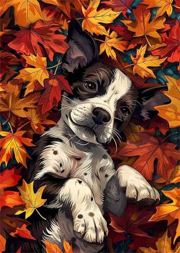 Puzzle 100 Teile Ahornblatt Hund 40 x 28 cm Puzzles für Erwachsene Herausforderndes Rätsel Lernspiel für Die Ganze Familie Geschenke für Frauen Männer 100 Teile Puzzle von QiHon