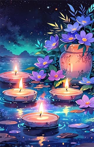 Puzzle 100 Teile Blume See Kerze 40 x 28 cm Puzzles für Erwachsene Herausforderndes Rätsel Lernspiel für Die Ganze Familie Geschenke für Frauen Männer 100 Teile Puzzle von QiHon