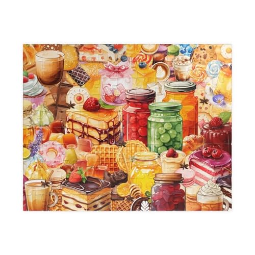 Puzzle 100 Teile Essen Kuchen 40 x 28 cm Puzzles für Erwachsene Herausforderndes Rätsel Lernspiel für Die Ganze Familie Geschenke für Frauen Männer 100 Teile Puzzle von QiHon