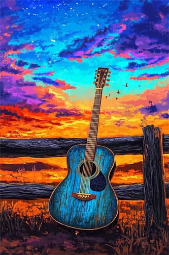 Puzzle 100 Teile Landscape Gitarre 40 x 28 cm Puzzles für Erwachsene Herausforderndes Rätsel Lernspiel für Die Ganze Familie Geschenke für Frauen Männer 100 Teile Puzzle von QiHon