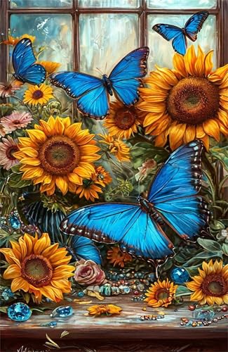 Puzzle 100 Teile Schmetterlinge Sonnenblumen 40 x 28 cm Puzzles für Erwachsene Herausforderndes Rätsel Lernspiel für Die Ganze Familie Geschenke für Frauen Männer 100 Teile Puzzle von QiHon