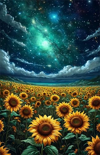 Puzzle 100 Teile Sternennacht Sonnenblumen 40 x 28 cm Puzzles für Erwachsene Herausforderndes Rätsel Lernspiel für Die Ganze Familie Geschenke für Frauen Männer 100 Teile Puzzle von QiHon