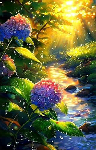 Puzzle 100 Teile Sunshine River Hortensie 40 x 28 cm Puzzles für Erwachsene Herausforderndes Rätsel Lernspiel für Die Ganze Familie Geschenke für Frauen Männer 100 Teile Puzzle von QiHon