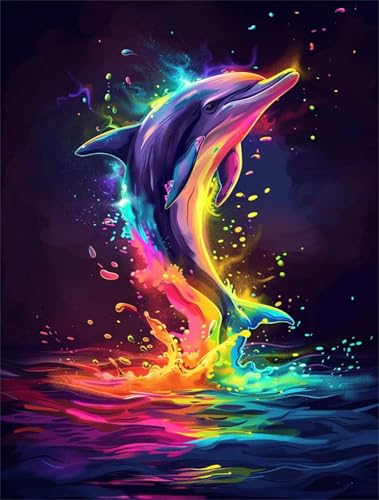 Puzzle 1000 Teile Erwachsene Aquarell Delphin 75 x 50 cm Puzzles für Erwachsene Pädagogisches Spiel Herausforderung Spielzeug Impossible Puzzle 1000 Teile Puzzles von QiHon
