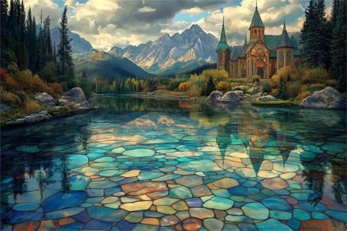 Puzzle 1000 Teile Erwachsene Burg Dschungelsee 75 x 50 cm Puzzles für Erwachsene Pädagogisches Spiel Herausforderung Spielzeug Impossible Puzzle 1000 Teile Puzzles von QiHon