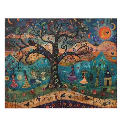 Puzzle 1000 Teile Erwachsene Cartoon Baummädchen 75 x 50 cm Puzzles für Erwachsene Pädagogisches Spiel Herausforderung Spielzeug Impossible Puzzle 1000 Teile Puzzles von QiHon