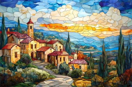 Puzzle 1000 Teile Erwachsene Stadt Baum Landschaft 75 x 50 cm Puzzles für Erwachsene Pädagogisches Spiel Herausforderung Spielzeug Impossible Puzzle 1000 Teile Puzzles von QiHon