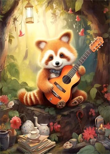 Puzzle 1000 Teile Tiergitarre, Puzzle Erwachsene 75 x 50 cm, Herausforderndes Rätsel, Puzzlespiele für Die Ganze Familie, Klassische Puzzles für Erwachsene 1000 Teile von QiHon