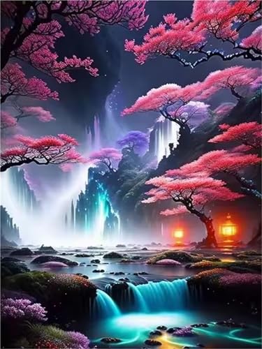 Puzzle 1000 Teile Wasserfall Baum Landschaft, Puzzle Erwachsene 75 x 50 cm, Herausforderndes Rätsel, Puzzlespiele für Die Ganze Familie, Klassische Puzzles für Erwachsene 1000 Teile von QiHon