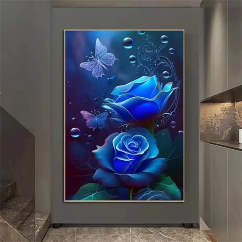 Puzzle 120 Teile Blaue Rosen Schmetterling, Puzzle Erwachsene 25 x 20 cm, Herausforderndes Rätsel, Puzzlespiele für Die Ganze Familie, Klassische Puzzles für Erwachsene 120 Teile von QiHon