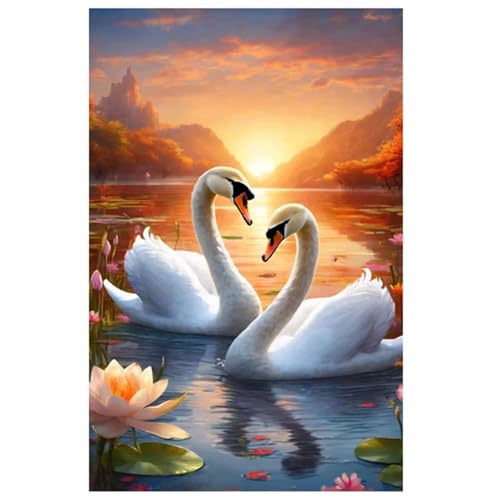 Puzzle 120 Teile Schwanen Sonnenuntergang, Puzzle Erwachsene 25 x 20 cm, Herausforderndes Rätsel, Puzzlespiele für Die Ganze Familie, Klassische Puzzles für Erwachsene 120 Teile von QiHon