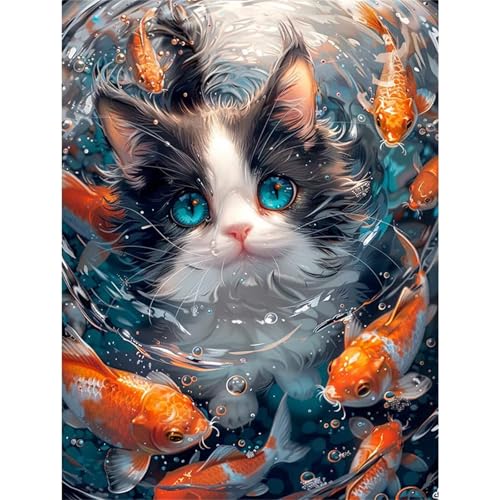 Puzzle 120 Teile Tier Katze Koi, Puzzle Erwachsene 25 x 20 cm, Herausforderndes Rätsel, Puzzlespiele für Die Ganze Familie, Klassische Puzzles für Erwachsene 120 Teile von QiHon