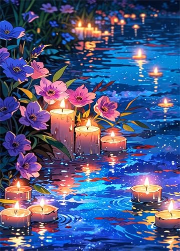 Puzzle 1200 Teile Blumen Kerzen Flüsse 75 x 50 cm Puzzles für Erwachsene Herausforderndes Rätsel Lernspiel für Die Ganze Familie Geschenke für Frauen Männer 1200 Teile Puzzle von QiHon