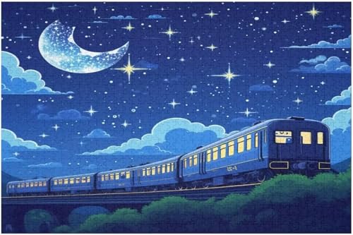 Puzzle 1200 Teile Mondzug 75 x 50 cm Puzzles für Erwachsene Herausforderndes Rätsel Lernspiel für Die Ganze Familie Geschenke für Frauen Männer 1200 Teile Puzzle von QiHon