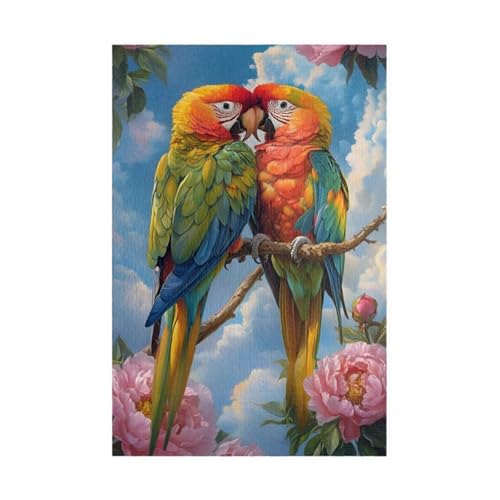Puzzle 1200 Teile Papageienblumen 75 x 50 cm Puzzles für Erwachsene Herausforderndes Rätsel Lernspiel für Die Ganze Familie Geschenke für Frauen Männer 1200 Teile Puzzle von QiHon