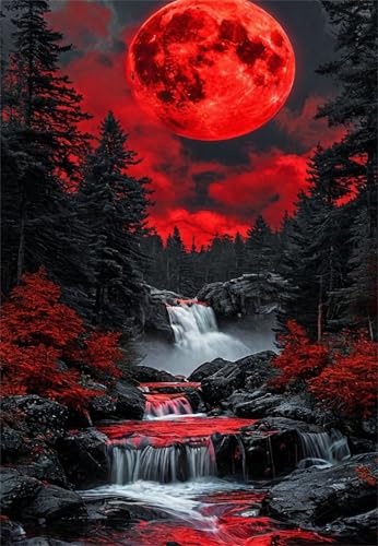 Puzzle 1200 Teile Roter Mondbaum Wasserfall 75 x 50 cm Puzzles für Erwachsene Herausforderndes Rätsel Lernspiel für Die Ganze Familie Geschenke für Frauen Männer 1200 Teile Puzzle von QiHon