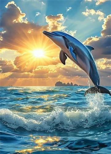 Puzzle 1200 Teile Sonnenaufgangsdelfin 75 x 50 cm Puzzles für Erwachsene Herausforderndes Rätsel Lernspiel für Die Ganze Familie Geschenke für Frauen Männer 1200 Teile Puzzle von QiHon