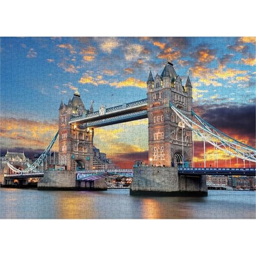 Puzzle 1314 Teile Erwachsene Szenerie der City Tower Bridge 75 x 50 cm Puzzles für Erwachsene Pädagogisches Spiel Herausforderung Spielzeug Impossible Puzzle 1314 Teile Puzzles von QiHon