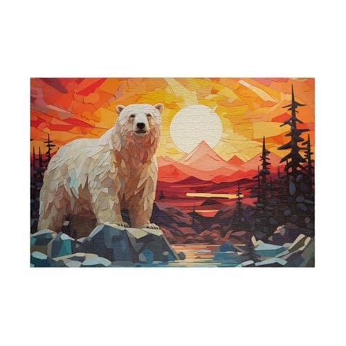 Puzzle 150 Teile Sonnenaufgang Tier Bär 35 x 25 cm Puzzles für Erwachsene Herausforderndes Rätsel Lernspiel für Die Ganze Familie Geschenke für Frauen Männer 150 Teile Puzzle von QiHon