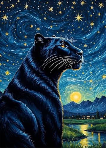 Puzzle 150 Teile Sternenhimmel Tier Leopard 35 x 25 cm Puzzles für Erwachsene Herausforderndes Rätsel Lernspiel für Die Ganze Familie Geschenke für Frauen Männer 150 Teile Puzzle von QiHon