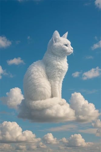 Puzzle 150 Teile Weiße Wolkenkatze 35 x 25 cm Puzzles für Erwachsene Herausforderndes Rätsel Lernspiel für Die Ganze Familie Geschenke für Frauen Männer 150 Teile Puzzle von QiHon